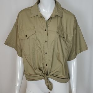 Madewell Embroidered Back Tie Front Camp Shirt